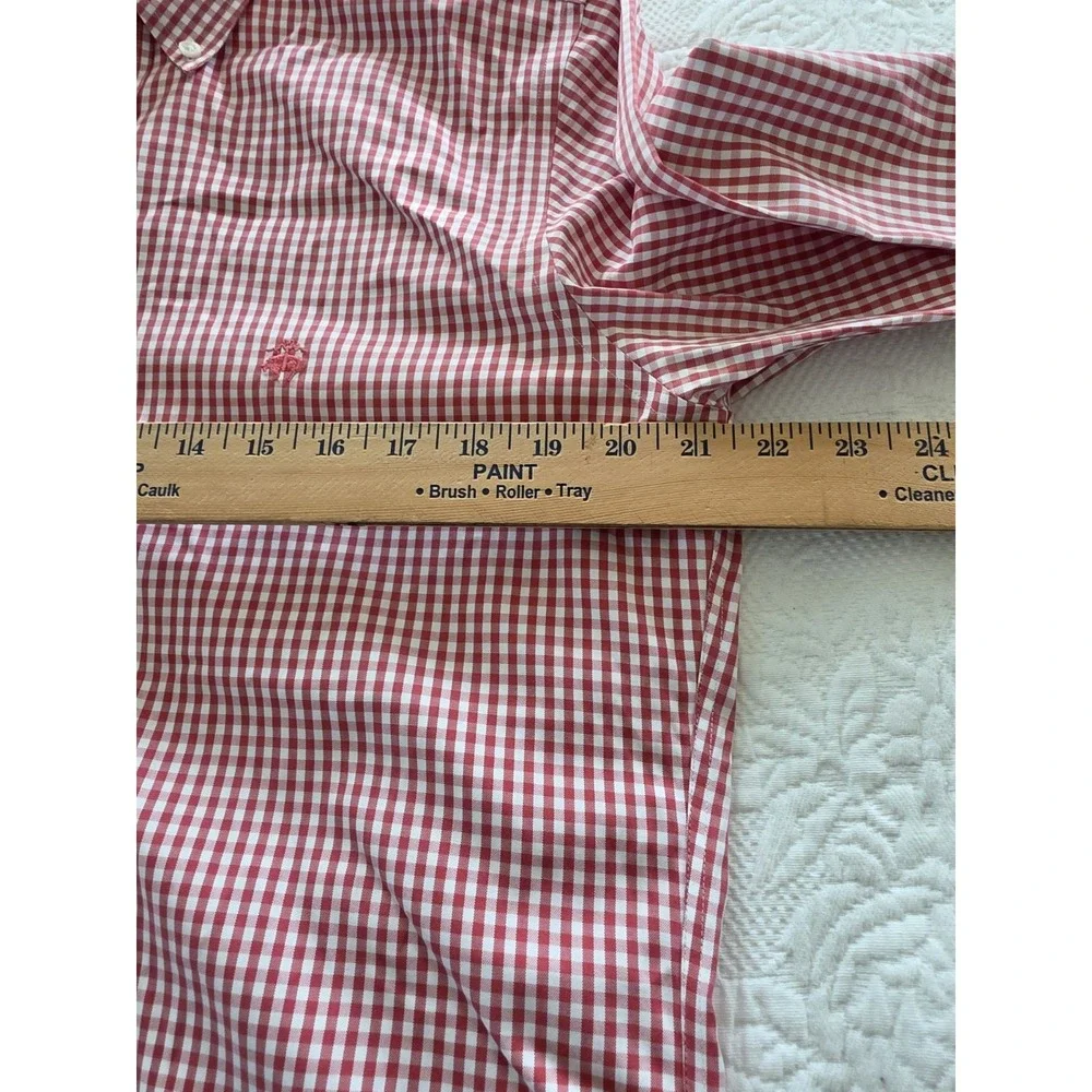 Men's M Brooks Brothers Regent Gingham Button Down Preppy Shirt Red White